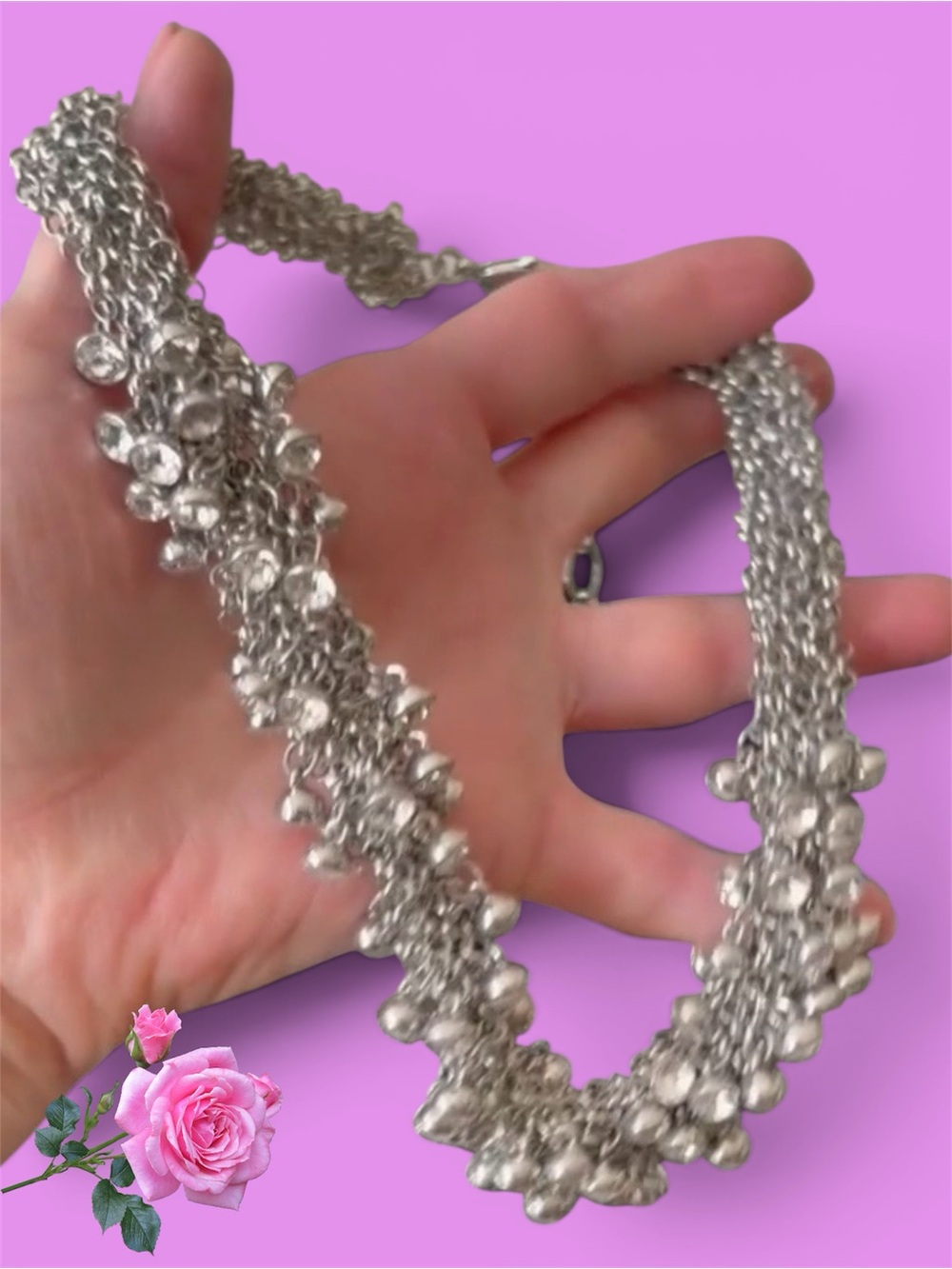 BCBG MAXAZRIA RUNWAY Elegant Silver DROPS Choker Necklace